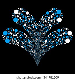 Double Bubble Fireworks vector illustration. Style is blue and white bicolor flat circles, black background.