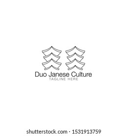 double building Japanese logo vector with simple and minimalist style