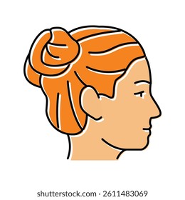 double buns hairstyle female color icon vector. double buns hairstyle female sign. isolated symbol illustration