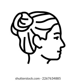 double buns hairstyle female line icon vector. double buns hairstyle female sign. isolated contour symbol black illustration