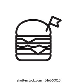 double burger with flag icon illustration isolated vector sign symbol