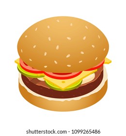 Double burger icon. Isometric of double burger vector icon for web design isolated on white background
