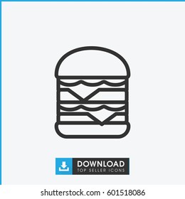 double burger icon. simple outline double burger vector icon. on white background.