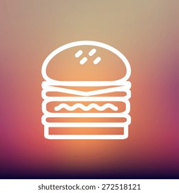 Double burger icon thin line for web and mobile, modern minimalistic flat design. Vector white icon on gradient mesh background.