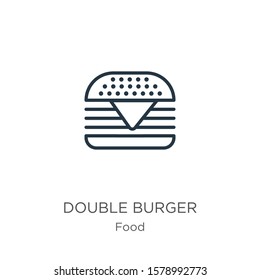 Double burger icon. Thin linear double burger outline icon isolated on white background from food collection. Line vector sign, symbol for web and mobile