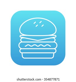 Double burger line icon for web, mobile and infographics. Vector white icon on the blue gradient square with rounded corners isolated on white background.
