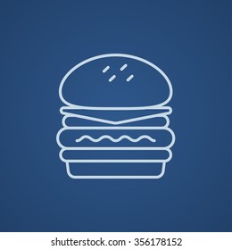Icono de doble línea de hamburguesa para web, móvil e infografía. Icono azul claro del vector aislado en fondo azul.