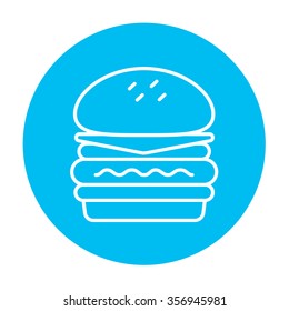 Double burger line icon for web, mobile and infographics. Vector white icon on the light blue circle isolated on white background.