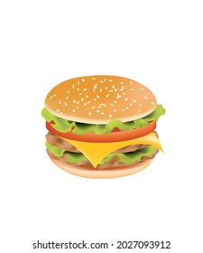 Doble hamburguesa sobre fondo blanco, vector realista