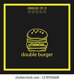double burger sketch vector icon