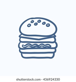 Double burger vector sketch icon isolated on background. Hand drawn Double burger icon. Double burger sketch icon for infographic, website or app.