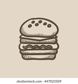 Double burger vector sketch icon isolated on background. Hand drawn Double burger icon. Double burger sketch icon for infographic, website or app.