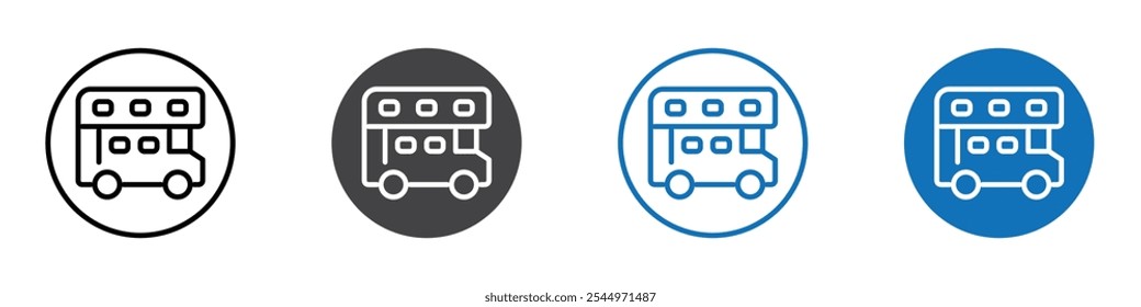 Doppeltes Bus-Symbol Logo-Zeichen in dünner Linie Umriss