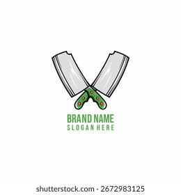 Doppel-Metzgerei Messer Flat Logo Illustration