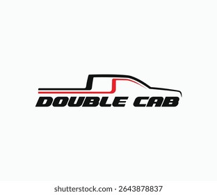 DOUBLE CAB logotype. Modern Double cabin pickup truck abstract silhouette line logo icon banner print design