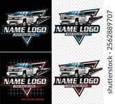 Double Cabin Trailer Logo Vector. Pickup truck logo. Pick up truck illustration vector for sticker business logo etc