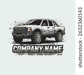 Double Cabin Trailer Logo Vector. Pickup truck logo. Pick up truck illustration vector for sticker business logo etc