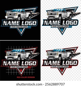 Double Cabin Trailer Logo Vector. Pickup truck logo. Pick up truck illustration vector for sticker business logo etc