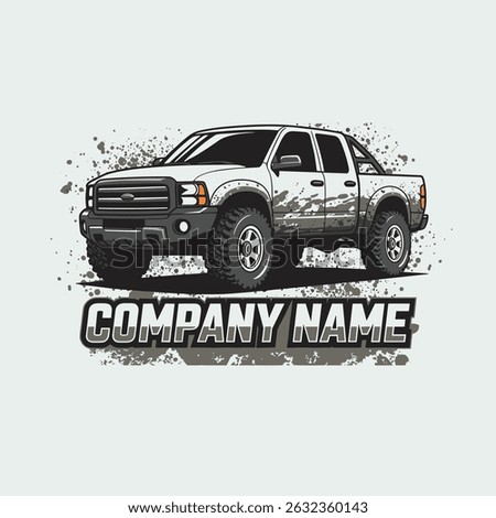Double Cabin Trailer Logo Vector. Pickup truck logo. Pick up truck illustration vector for sticker business logo etc