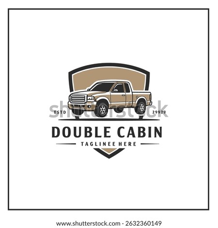 Double Cabin Trailer Logo Vector. Pickup truck logo. Pick up truck illustration vector for sticker business logo etc