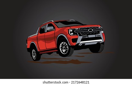 double cabin truck vector illustration,car design concept