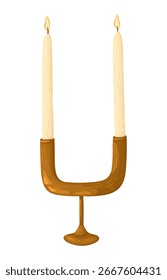 Vela doble en un candelabro. Ilustración vectorial.