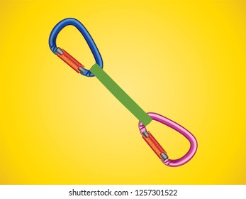 Double carabiner, vector illustration