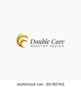 double care logo design vector for medical business. healthy and care logo template. amazing wave logo design for medical and care business on white background
