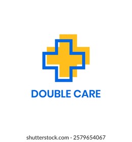 double care medical clinic with plus icon .doctor nurse pharmacy logo design