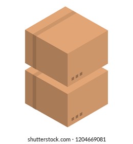 Double carton box icon. Isometric of double carton box vector icon for web design isolated on white background