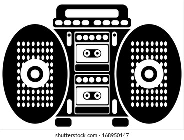 double cassette recorder on white background