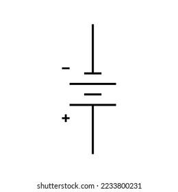 Double cell battery symbol in electricity.