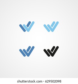 Double Check Curve Logo Icon With Various Color