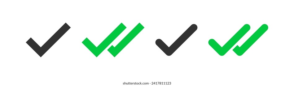 Double check mark icon. Tick message see. Correct, done, choice, confirm signs. Vector illustration.