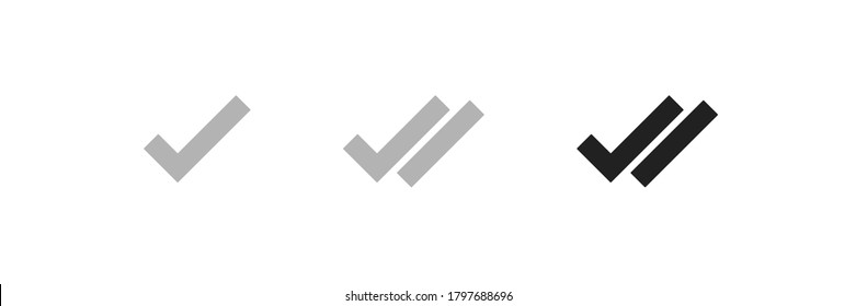 Double check mark, simple icon set. Ok sign concept in vector flat style.