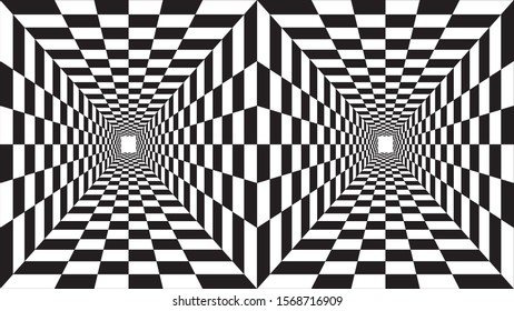 double checkered perspective cave geometric vector design