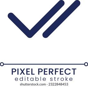 Double checkmark pixel perfect linear ui icon. Message is delivered and read. Online chat. GUI, UX design. Outline isolated user interface element for app and web. Editable stroke. Poppins font used