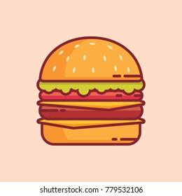 Double cheese beef burger illustration vector