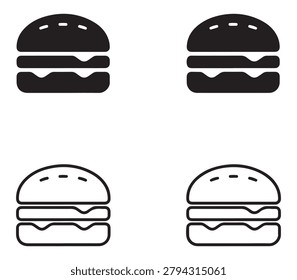 Double cheese burger icons showcasing stacked ingredients gourmet fast food concepts restaurant promotions and menu designs.