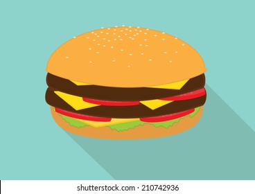 Double cheese burger salad vector.