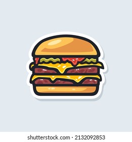 Double Cheese Burger Vector Illustration Template Stock Vector (Royalty ...