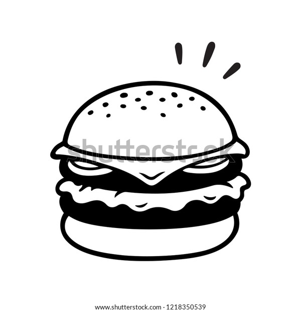 Double Cheeseburger Drawing Two Patties Burger Stock Vector Royalty Free