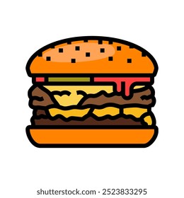 double cheeseburger food color icon vector. double cheeseburger food sign. isolated symbol illustration