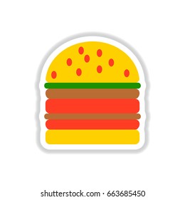 double cheeseburger, hamburger icon, burger vector sticker