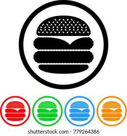 Double Cheeseburger Icon in Four Color Variations Vector 