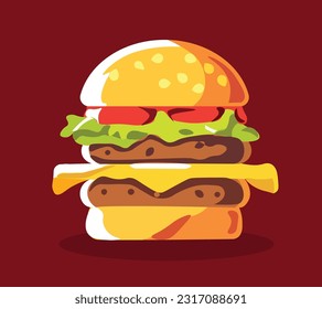 Double cheeseburger logo vector with brown background