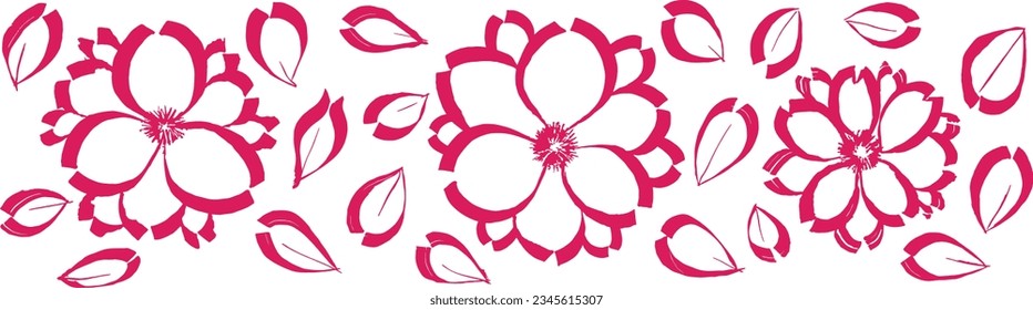 flores dobles de cerezo. ilustración dibujada a mano.
