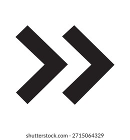 Icono de flechas de doble Chevron. Avance rápido, salto y siguiente símbolo.
