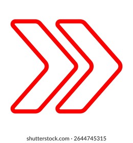 Double chevron icon. Outlined arrows pointing right, representing forward motion, fast-forward, navigation, or directional flow in user interfaces.