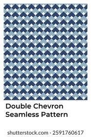 Double chevron pattern, seamless design. Blue, grey, white geometric. Repeatable texture, ideal for modern backgrounds and textile prints